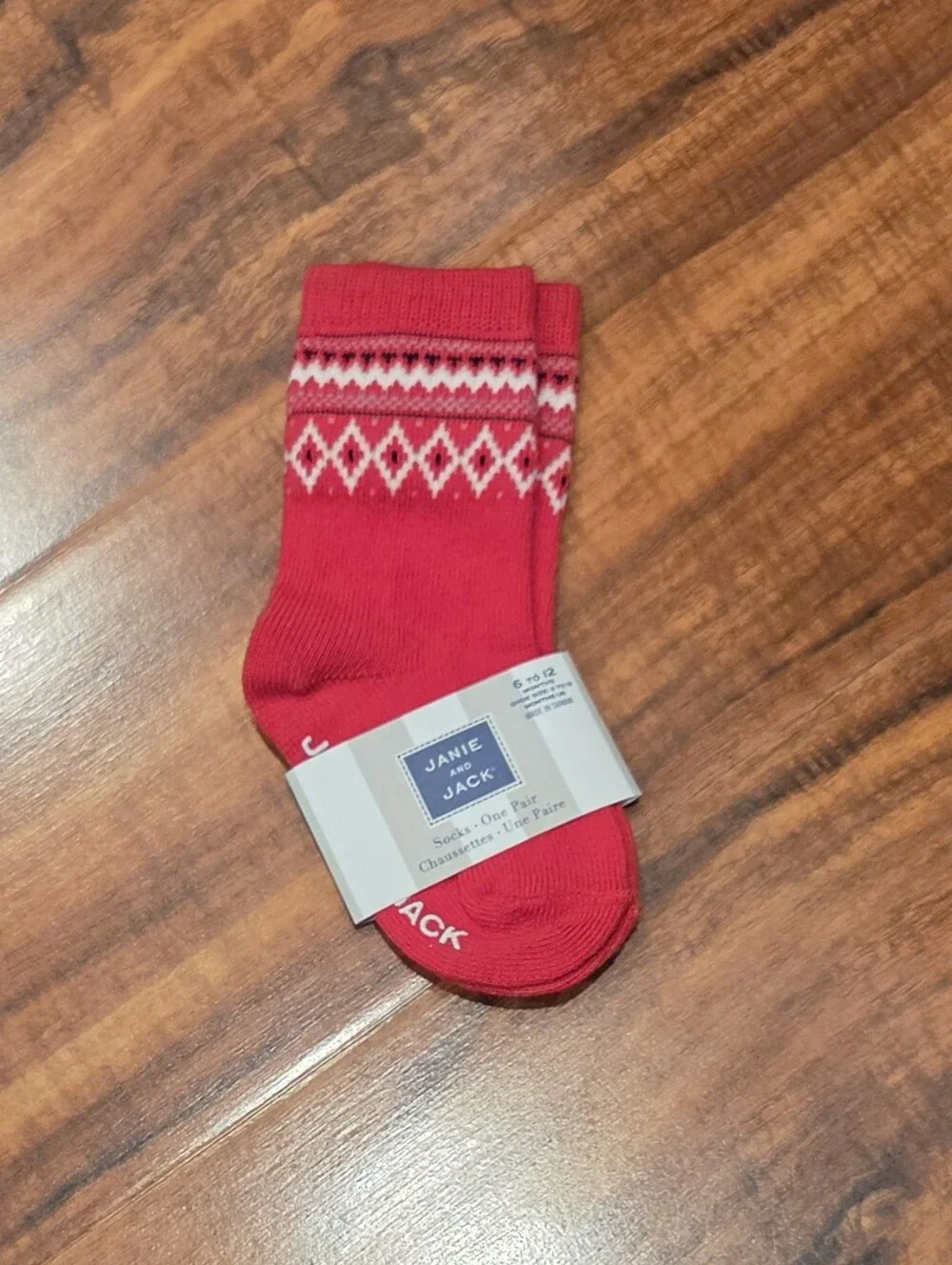 Janie and Jack NWT 6-12 Months Red Knit Hat and Fair Isle Socks